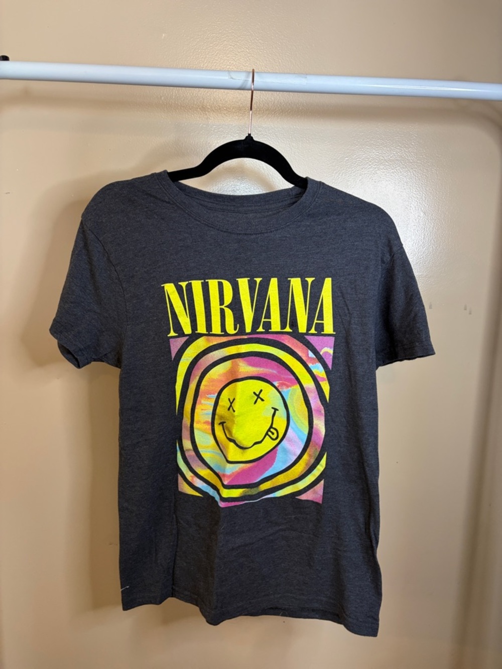 Nirvana Smiley Face Tie-Dye Graphic Tee – Size Small